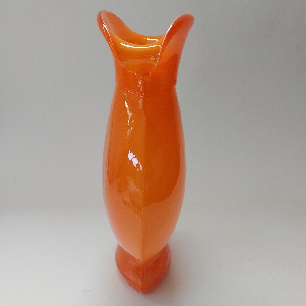 Rare Orange and Clear Blown Glass Vase. - Picture 3 of 9